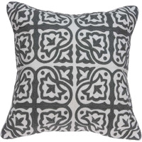 20"" X 7"" X 20"" Traditional Gray And White Cotton Pillow Cover With Poly Insert