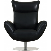 43"" Black Contemporary Leather Lounge Chair