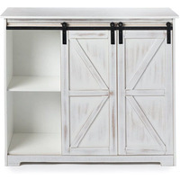 Barn Door-Style Buffet Cabinets - Antique White