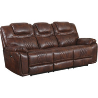 Sunset Trading Diamond Power Dual Reclining Sofa |Brown Leather Gel