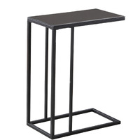 18.25"" X 10.25"" X 24"" Black Metal Tempered Glass Accent Table