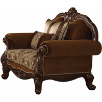 37"" X 48"" X 44"" Fabric Cherry Oak Upholstery Wood Legtrim Chair W2 Pillows