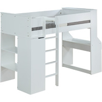 45"" X 92"" X 66"" White Wood Veneer (Laminated) Loft Bed