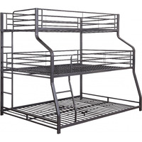 62"" X 83"" X 74"" Gunmetal Metal Triple Bunk Bed  Twinfullqueen