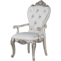 25"" X 25"" X 42"" Cream Fabric Antique White Wood Upholstered (Seat) Arm Chair (Set-2)