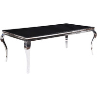40"" X 80"" X 30"" Stainless Steel Black Glass  Dining Table