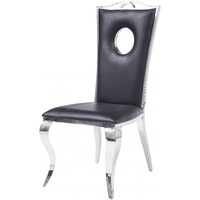 19"" X 21"" X 44"" Faux Leather Stainless Steel Upholstered Seat Side Chair Set2