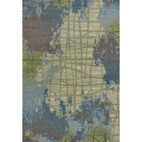 6' X 9' Green Or Blue Abstract Design Indoor Area Rug