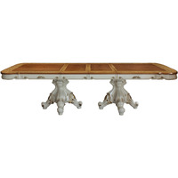 49"" X 120"" X 31"" Antique Pearl Cherry Oak Wood Poly-Resin Dining Table Wdouble Pedestal