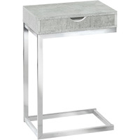 10.25"" X 15.75"" X 24.5"" Grey Finish And Laminated Metal Accent Table