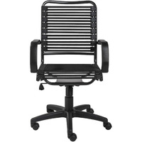 23.04"" X 25.6"" X 41.74"" Black Flat Bungie Cords High Back Office Chair With Graphite Black Frame And Base