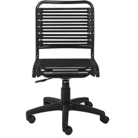Black Flat Bungie Cord Low Back Rolling Office Chair