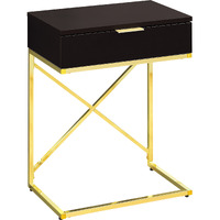 18.2"" X 12.8"" X 23.5"" Cappuccino Finish Gold Metal Accent Table