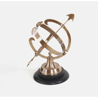 8"" X 10"" X 14.25"" Brass Armillary On Wooden Base