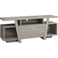 15.5"" X 60"" X 23.75"" Dark Taupe Particle Board Hollow Core Tv Stand With 2 Drawers
