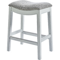 Counter Height Saddle Style Counter Stool With Grey Fabric And Nail Head Trim