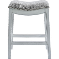 Bar Height Saddle Style Counter Stool With Cream Fabric And Nail Head Trim