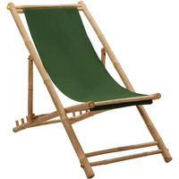 Vidaxl Deck Chair Bamboo And Canvas Green