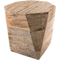 Light Brown Solid Wood Side Table With Octagonal Top