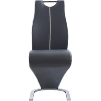 Set Of 2 Grey And White Z Style Design Dining Chairs With Metalic Base And Seat Back Handle