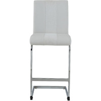 Set Of 4 White Two Tone Barstools With Silver Tone Metal Base