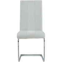 Set Of 4 White Two Toned Dining Chairs With Silver Tone Metal Base