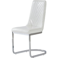 Set Of 2 Modern White Dining Chairs With Horse Shoe Style Metal Base