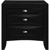 Black Nightstand With 2 Chambered Drawer