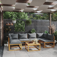 Vidaxl 7 Piece Patio Lounge Set With Cushion Solid Acacia Wood