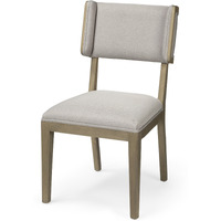 Grey Fabric Wrap With Brown Wooden Base Dining Chair