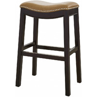 30"" Espresso And Carmel Saddle Style Counter Height Bar Stool