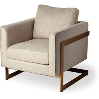 Cream Poly Linen Seat Accent Chair With Gold Stainless Steel Frame