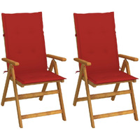 Vidaxl Patio Reclining Chairs 2 Pcs With Cushions Solid Acacia Wood