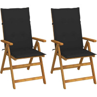 Vidaxl Patio Reclining Chairs 2 Pcs With Cushions Solid Acacia Wood