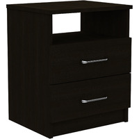 Brown Open Compartment Two Drawer Nightstand
