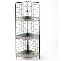 3-Tier Metal Corner Shelves - Gray