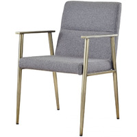 Gray Antique Brass Contemporary Dining Chair