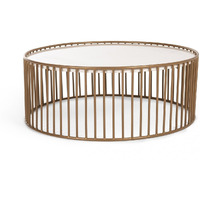 Modern Round White And Gold Faux Marble Coffee Table
