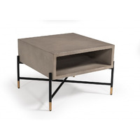 Modern Gray Concrete And Black Metal Coffee Table