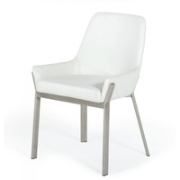White Brushed Stainless Steel Dining Chair