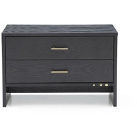Modern Dark Gray Ash Nightstand With Two Drawers