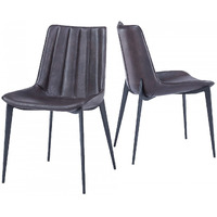 Set Of Two Brown Black Modern Dining Chairs