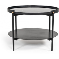 Modern Black Marble Painted Round Metal Coffee Table