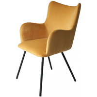 Yellow Curvy Velvet And Black Modern Dining Chair