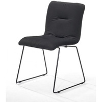 Set Of Two Dark Gray Velvet Dining Chairs