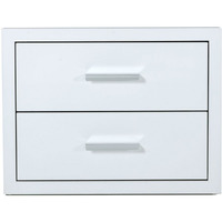 Modern Glossy White Box Nightstand With Two Drawers