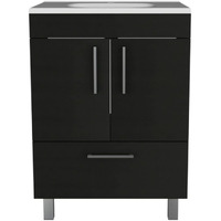 Depot E-Shop Essential Single Bathroom Vanity  One Draw  Two-Door Cabinet  Four Legs-Black  For Bathroom
