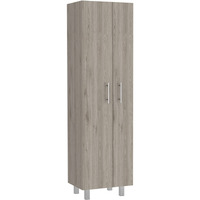 Depot E-Shop Bacoa Cleaning Cabinet  Five Shelves  Two-Door Cabinet  Four Legs- Light Grey/White. For Kitchen Room