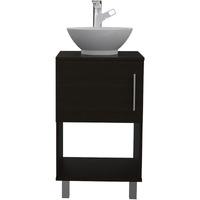 Depot E-Shop Pittsburgh Single Bathroom Vanity  One Open Shelf  One-Door Cabinet  Four Legs-Black  For Bathroom