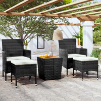 Vidaxl 5 Piece Garden Bistro Set Poly Rattan & Solid Acacia Wood Black
